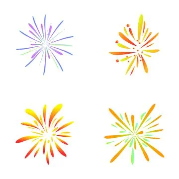 Firework icons set cartoon vector. Festive colorful salute Stock Illustration