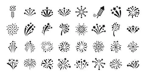 Firework icons set simple vector. New year celebrate 스톡 일러스트