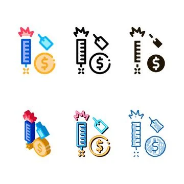 Firework label price forms icon vector outline Stock Illustration
