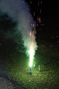 Firework with Light and Smoke Foto stock