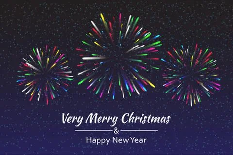 Firework, light effects isolated on dark background. Holiday fireworks. Vector Stock Illustration