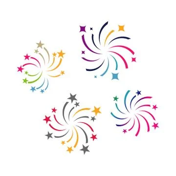 Firework logo vector design colorful fireworks splash sparkling star logotype Stock Illustration