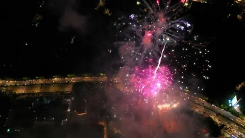 Firework at Middle of the night Stock Footage 144886665