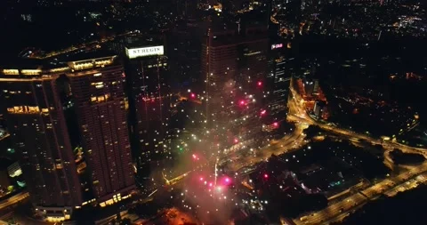 Firework at Middle of the night Video stock 144908968