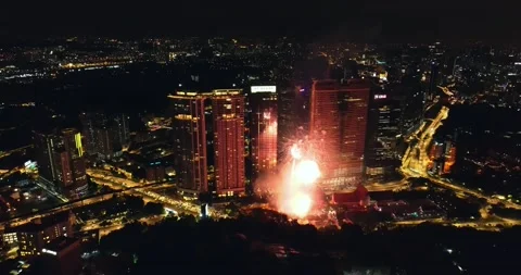 Firework at Middle of the night Stock Footage 144909001