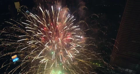 Firework at Middle of the night Stock Footage 144909120