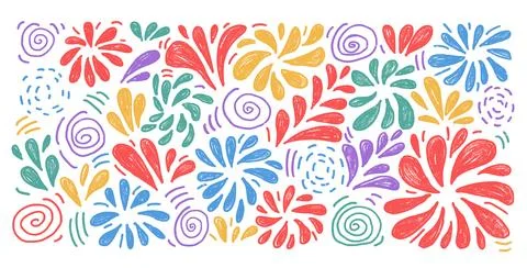 Firework multi colors sketch drawing by crayon set. Colorful party firecrackers Stock Illustration