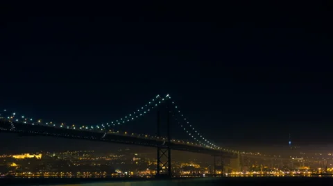 Firework near the 25 de Abril Bridge in Lisbon Portugal Stock Footage 45578112