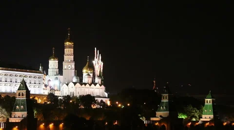 Firework near Moscow Kremlin Stock Footage 45159595