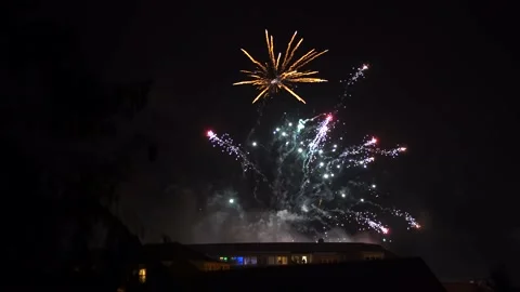 Firework new year night berlin germany Stock Footage 228831358