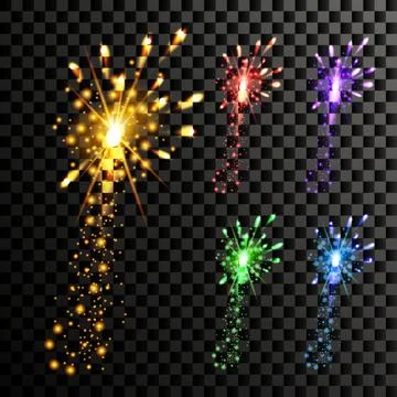 Firework . Night Carnival Light. Holiday Anniversary Salute Burst. Isolated On Illustrazione stock