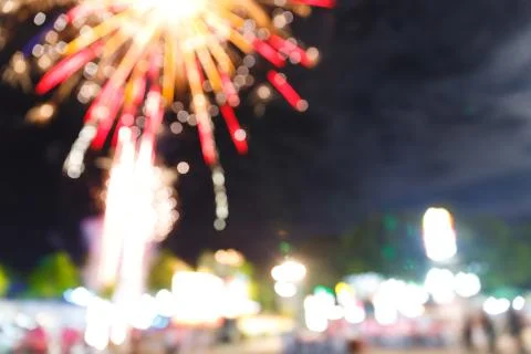 Firework in night fun fair carnival Stock Photos