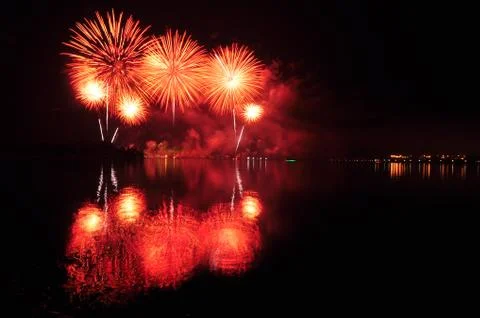 Firework at night. Stock Photos
