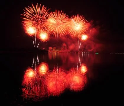 Firework at night. Stock Photos
