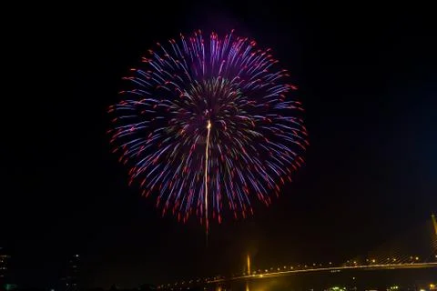 Firework in night sky Foto stock