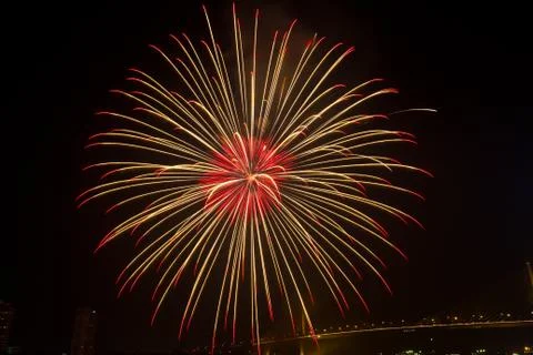 Firework in night sky Stock Photos