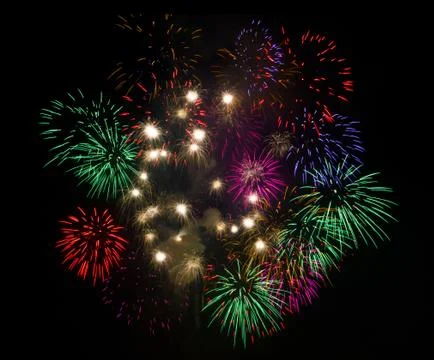 Firework in night sky Stock Photos