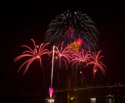Firework in night sky Stock Photos