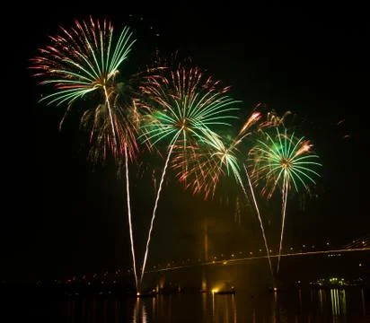 Firework in night sky Foto stock