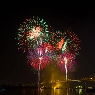 Firework in night sky Foto stock
