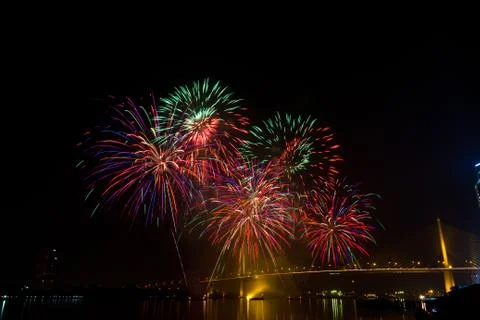 Firework in night sky Foto stock