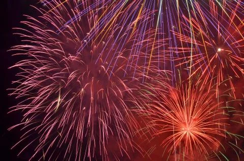 Firework in night sky Stock Photos