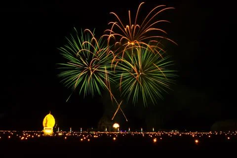 Firework at night time Stock Photos
