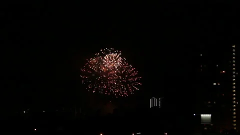 Firework in night town Stock Footage 149196575