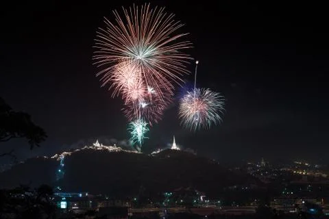 Firework over city Foto stock