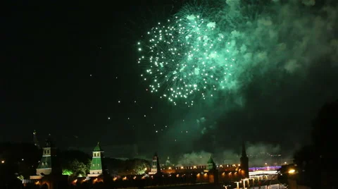 Firework over Kremlin Stock Footage 45159579