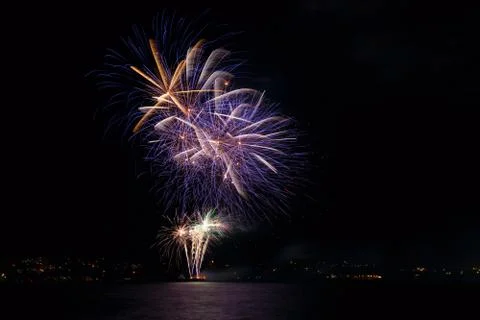 Firework over the water Stock Photos