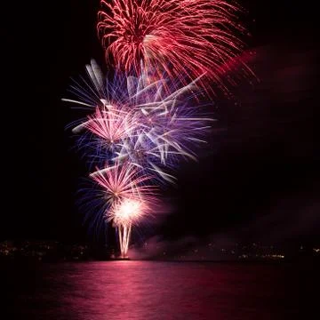 Firework over the water Stock Photos
