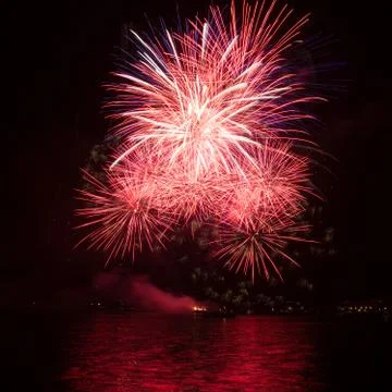 Firework over the water Stock Photos