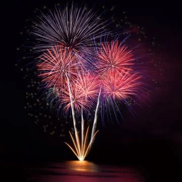 Firework over the water Stock Photos
