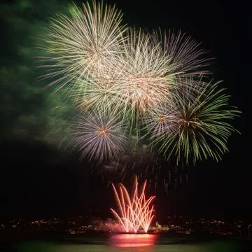 Firework over the water Stock Photos