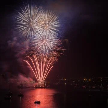 Firework over the water Stock Photos