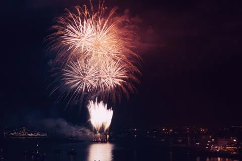 Firework over the water Stock Photos