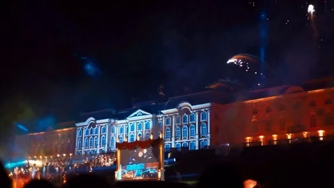 Firework at Peterhof Autumn Show Video stock 71332525