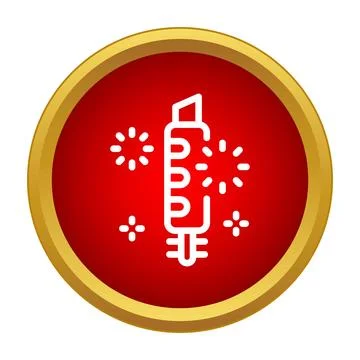 Firework popper bursting line icon on button Stock Illustration