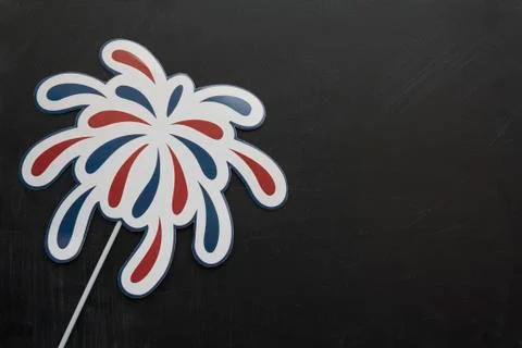 Firework props on blackboard with copy space Stock Photos