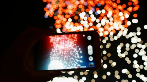 Firework, public, smartphones &amp; tablets Video stock 50357134