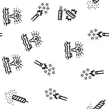 Firework Pyrotechnic Seamless Pattern Vector Illustrazione stock
