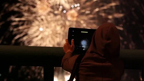 Firework pyrotechnic show Stock Footage 72078507