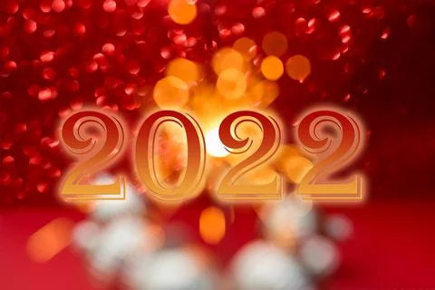 Firework on red bokeh Lights and space for text.Abstract background Stock Photos