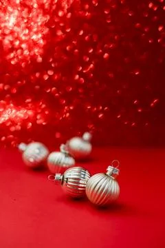 Firework on red bokeh Lights and space for text.Abstract background Stock Photos