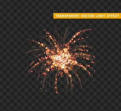 Firework red isolated. Xmas decoration. Holiday design element. Stock Illustration