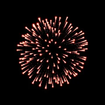 Firework red sparkle isolated background. Beautiful night fire, explosion dec Illustrazione stock