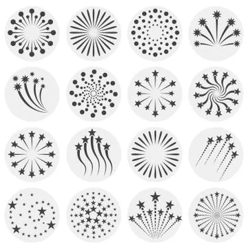 Firework related icons set on background for graphic and web design. Simple Stock Illustration