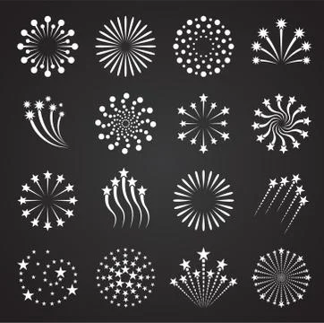Firework related icons set on background for graphic and web design. Simple 스톡 일러스트