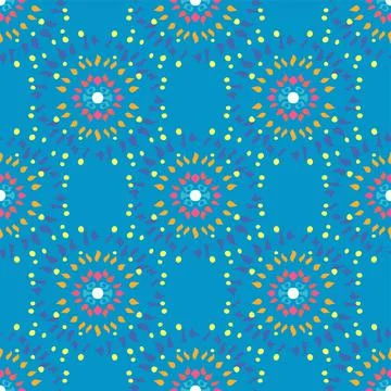 Firework Repeat Pattern In Red, Orange, Yellow And Blue Illustrazione stock